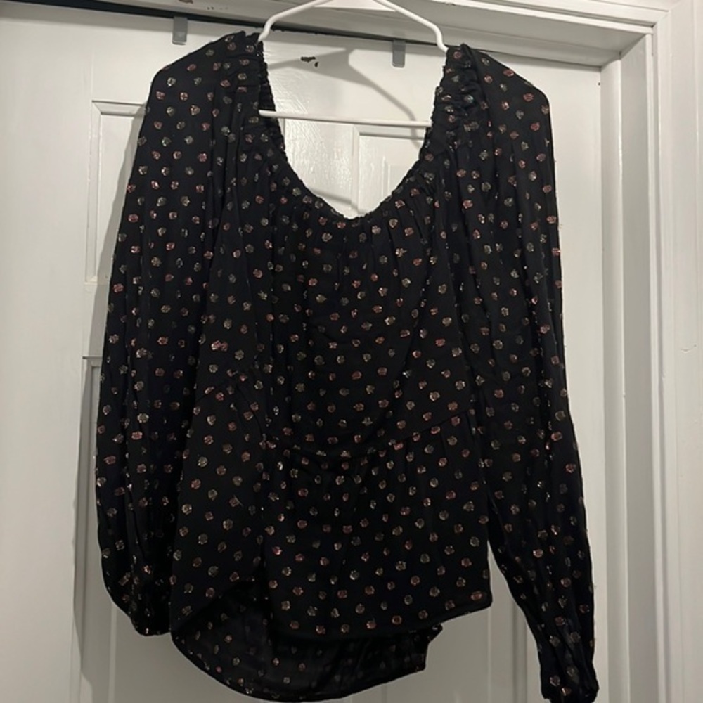 NWOT LOFT black and sparkle blouse small